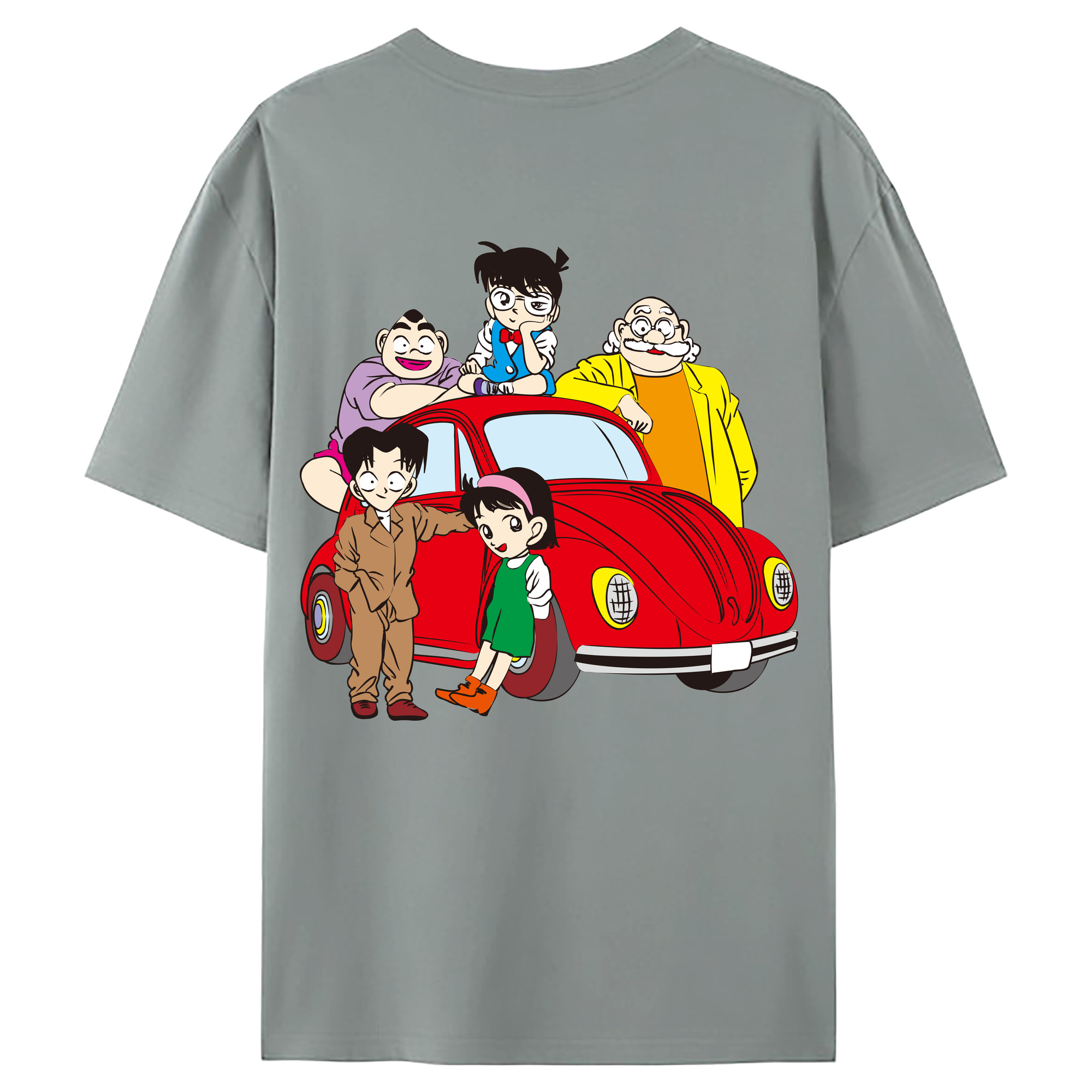 （画像用） 名探偵コナン Detective Conan 綿100％ メンズ半袖Tシャツ（バックプリント） 通気性